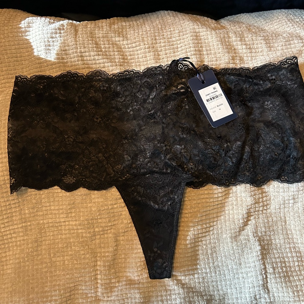 City Chic Black Lace Thong